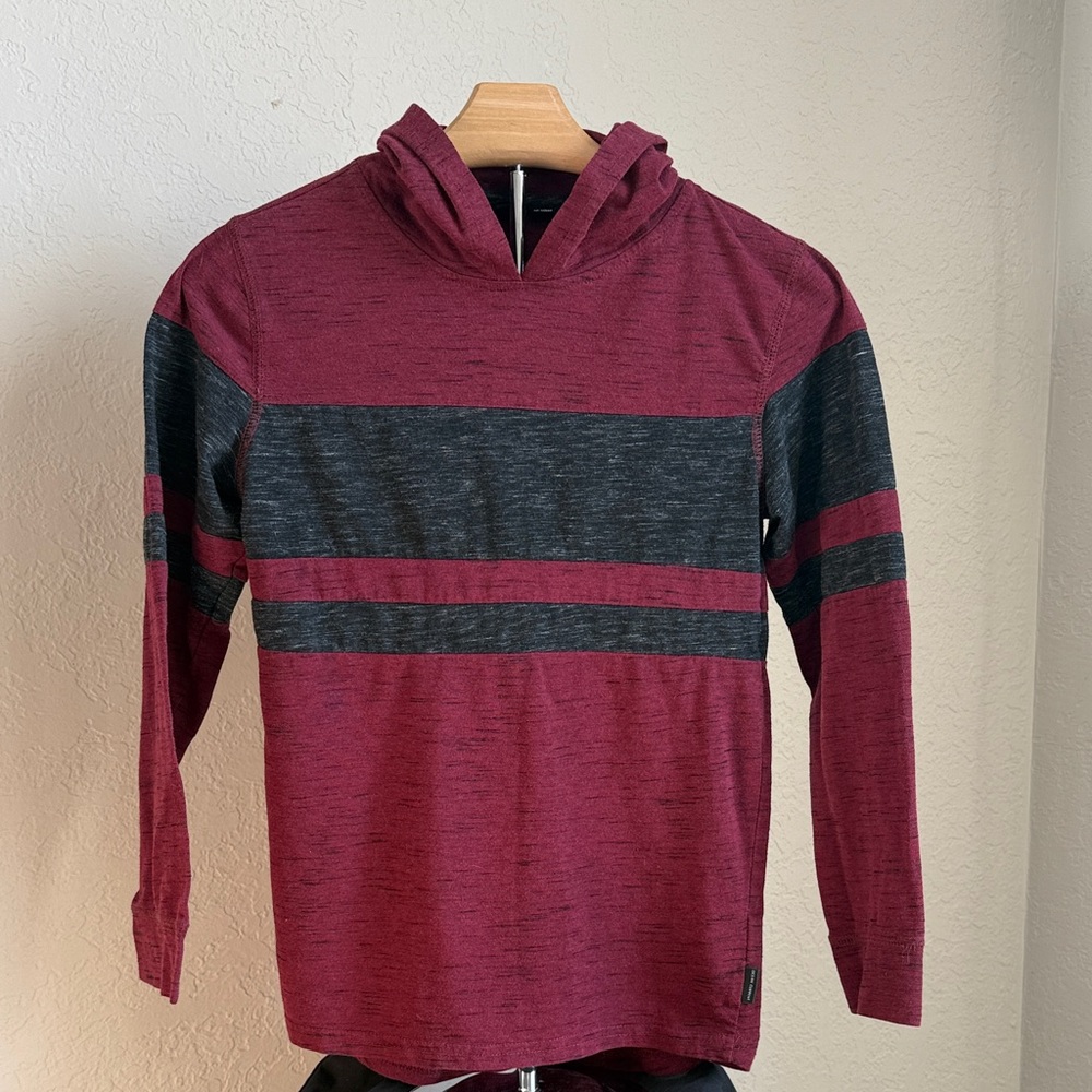 Boy’s Burgundy and Black Striped Hoodie